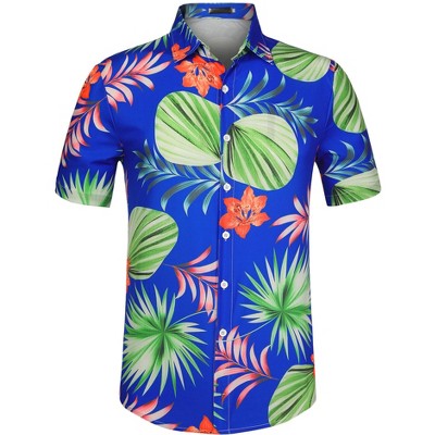 Lars Amadeus Men's Floral Printed Shirt Button Up Short Sleeve Summer ...