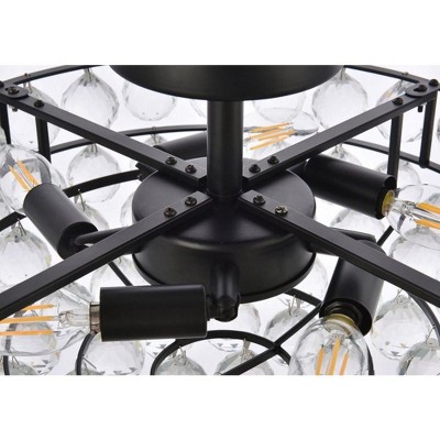 Savannah 18'' Black Iron and Crystal Flush Mount Light