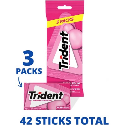 Trident Bubblegum Sugar Free Gum - 3ct/2.86oz : Target