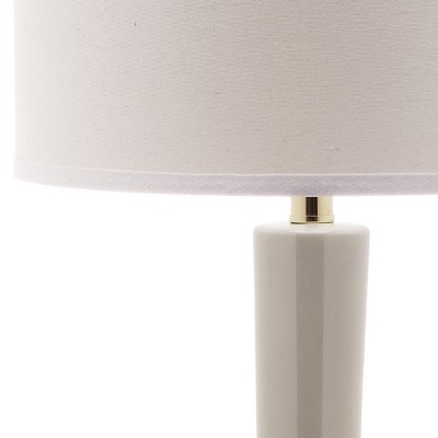 Light Grey Ceramic Long Neck Table Lamp Set with White Cotton Shade