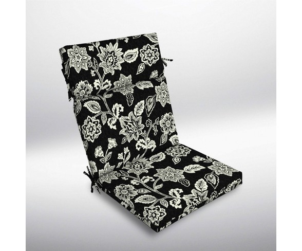 Ashland Jacobean Cartridge Outdoor Chair Cushion Black/White - Arden Selections