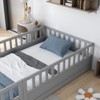 VYNXARIA Gray Wooden Floor Bed Frame Twin Size with Ultra - High Safety Barrier and Door, Ideal for Children's Rooms and Bedrooms - 4 of 4