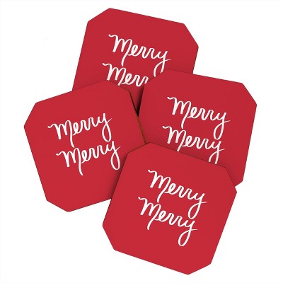 Lisa Argyropoulos Merry Merry Red Set of 4 Coasters - Deny Designs