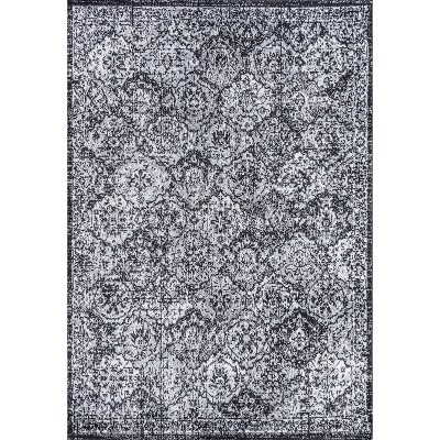 Black and Ivory 4' x 6' Synthetic Persian Area Rug