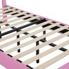 KTMBDW Upholstered LED Bed Frame, Leather Princess Platform Bed with Crown Headboard, No Box Spring Needed, Pink - 4 of 4