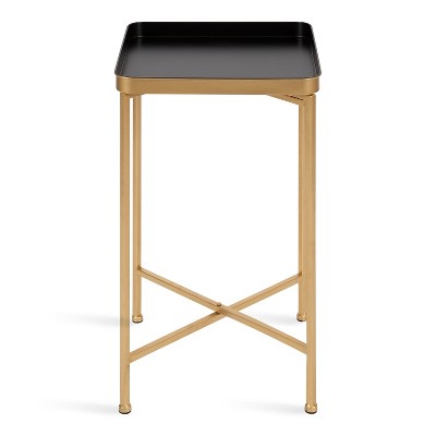 Celia 14x14x26 Modern Black Metal Square Tray Side Table
