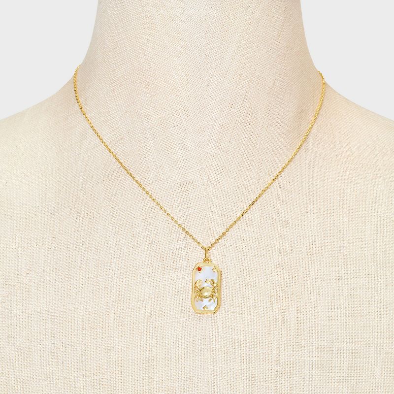 14K Gold Dipped Mother of Pearl Inlay Zodiac Pendant Necklace , 2 of 5
