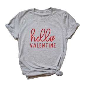 Simply Sage Market Women's Hello Valentine Cursive Short Sleeve Graphic Tee - 1 of 3
