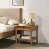ORRD All-in-One 4-Piece Bedroom Set: Queen Upholstered Platform Bed, Dresser, Mirror, Nightstand with Rattan, Modern Farmhouse Style - 4 of 4