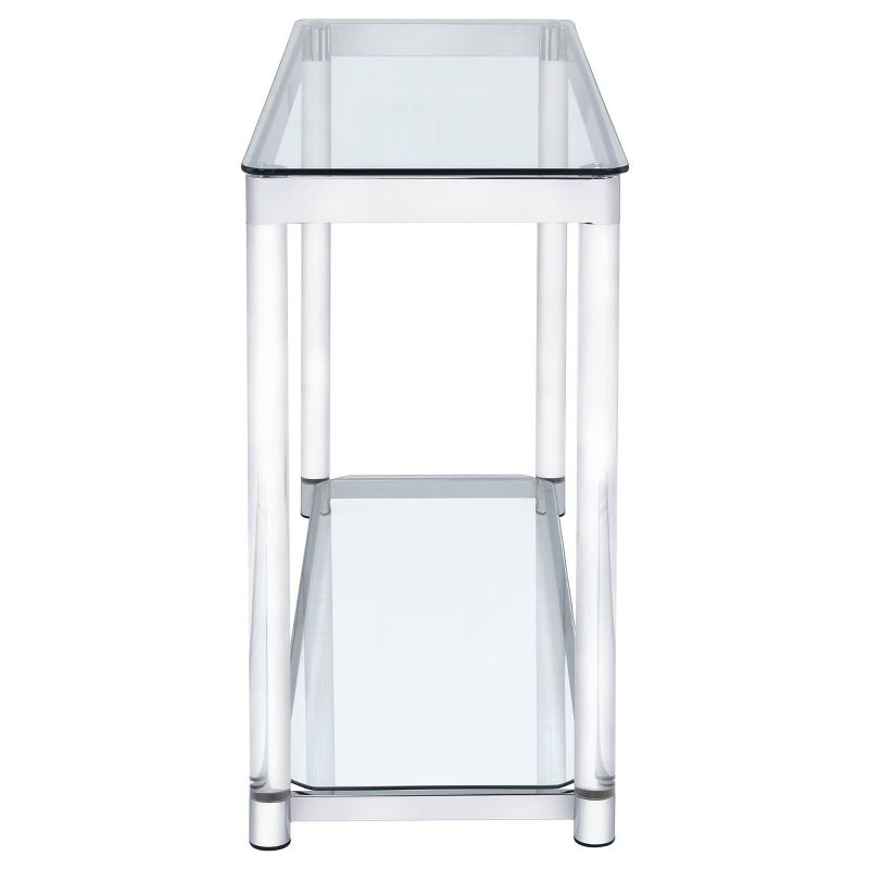 Anne Acrylic Console Sofa Table with Glass Top and Shelf Chrome - Coaster, 5 of 6