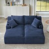Convertible Sectional Sofas Compressible Double Chaise Lounge with Cupholders ¨C No Assembly Required, Fluffy Modern Sleeper Loveseat for Living Room - 4 of 4