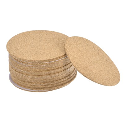 Unique Bargains Thickened Cork Self-Adhesive Round Coasters for Tableware