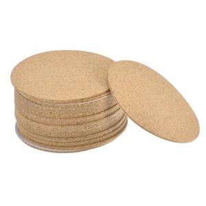 Unique Bargains Thickened Cork Self-Adhesive Round Coasters for Tableware - 1 of 4