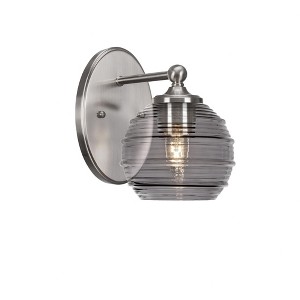Toltec Lighting Capri 1 - Light Sconce in  Brushed Nickel with 6" Smoke Ribbed Shade - 1 of 2