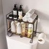 Over The Toilet Storage Rack, 2-Tier Multifunctional Bathroom Shelf Organiser with 2 Hooks, Space Saving Multi-Purpose Metal Organiser Rack for - 2 of 4