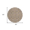 Chocolate Ivory And Gold Floral Medallion Washable Indoor Outdoor Area Rug - 3 of 4