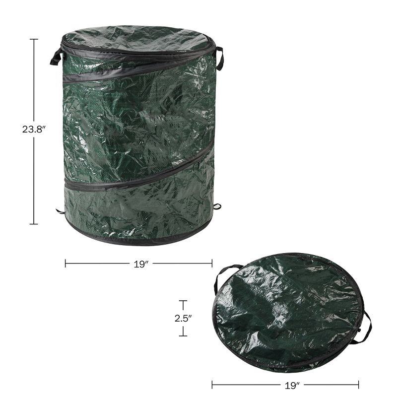 Leisure Sports Pop-Up Trash Can Bin for Camping, Picnics, and Outdoor Parties – 33-Gal, Green, 5 of 11