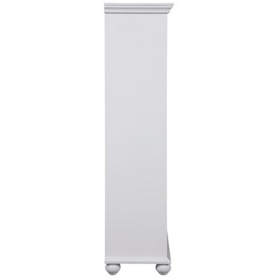 White Adjustable Wood Bookcase with Sliding Glass Doors