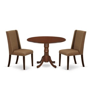 HomeStock 3-Pc Mahogany Finish Solid Wood Top - Round Dining Room Set - Seats 4 - 1 of 4
