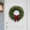 Puleo 22" Artificial PE Cypress Christmas Wreath with Red and Gold Bow - 3 of 4