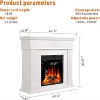 ZAFRO Electric Fireplace with Mantel Package Freestanding Fireplace Heater Corner Firebox with Log ,750-1500W,(Pearlwhite) - 2 of 4