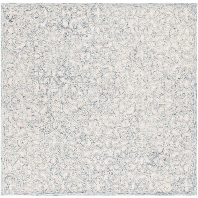 Charcoal & Ivory Hand-Tufted Square Wool Area Rug - 6'x6'