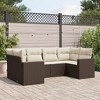 vidaXL Patio Sofa Set with Cushions Outdoor Furniture 6 Piece Poly Rattan - Brown and Cream - 2 of 4