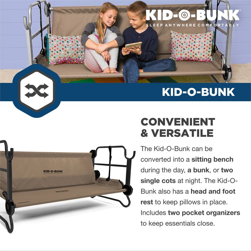 Disc-O-Bed Kid-O-Bunk Benchable Double Cot with Storage Organizers, 4 of 8