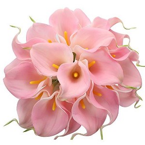 Duovlo 20pcs Calla Lily Bridal Wedding Bouquet Lataex Real Touch Artificial Flower Home Party Decor (Pink) - 1 of 4