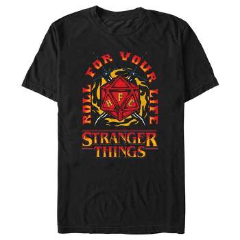 Men's Stranger Things Roll for Your Life Hellfire Club Flame Dice T-Shirt