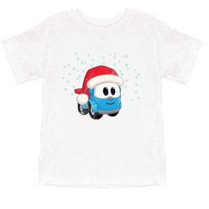 Leo the Truck Santa Hat Snow - Toddler Short Sleeve Graphic T-Shirt - 1 of 3