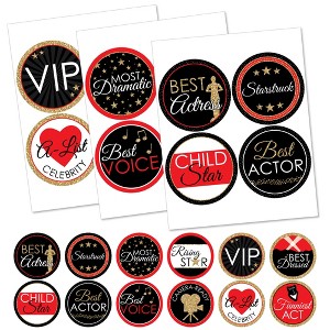 Big Dot of Happiness Red Carpet - Movie Night Party Funny Name Tags - Award Party Badges Sticker Set of 12 - 1 of 4