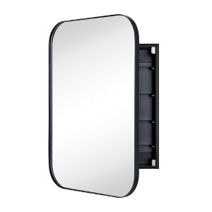 TEHOME Surface and Recessed Mount Rectangular Stainless Steel Metal Framed Bathroom Medicine Cabinet with Mirror - 1 of 4