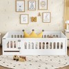 NicBex Twin/Full Size Kids Montessori Bed with Door and Slats,Floor Bed with Arched Fence Design,Toddler bed for Bedroom Playroom,White - 2 of 4