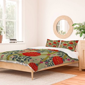 Deny Designs Full/Queen Viviana Gonzalez Retro kitsch Duvet Cover and Pillow Sham Red - 1 of 4