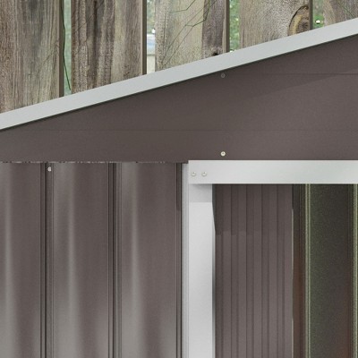 Gray Metal Outdoor Storage Shed with Vents and Sliding Doors