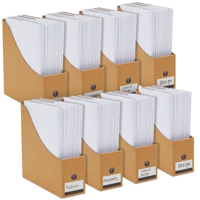 Juvale Juvale 8-Pack Kraft Paper Material Cardboard Magazine File Holder Boxes with Labels - Desk Organizer for Documents