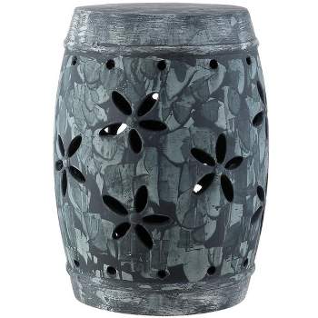 Belna Ceramic Garden Stool - Antiqued Grey -  Safavieh.