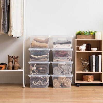 Clear Stackable Plastic Storage Bins with Lids, 12 Pack