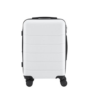 FURNIinspire Luggage Hardside Checked Spinner Suitcase, 20 Inch Travel Suitcase Rolling Luggage With TSA Lock, White, 9.45"*14.96"*22.4" - 1 of 4