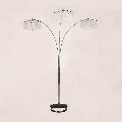 1pc Modern Classic Luxury Sleek Multi-head Floor Arc Lamp Crystal-like Accents Drape Living Room Curve Lamp