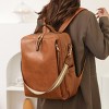 INFURNIC Backpacks Women Retro PU Leather Backpack Multi Function Large Capacity Stylish Travel Work Bag, Brown, 13.26"*16.77"*2.34" - 4 of 4