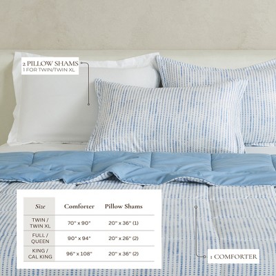 Full Blue Dot Print Reversible Microfiber Comforter Set