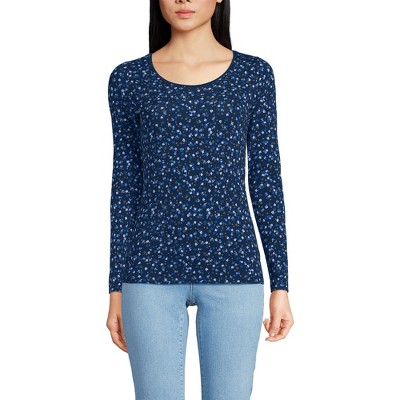 Lands' End Women's Long Sleeve Lightweight Jersey Scoop Neck T-Shirt