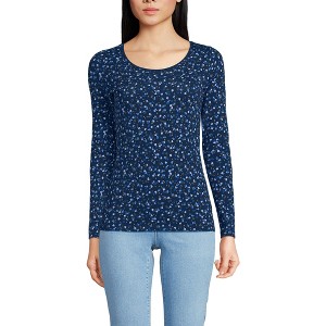 Lands' End Women's Long Sleeve Lightweight Jersey Scoop Neck T-Shirt - 1 of 3