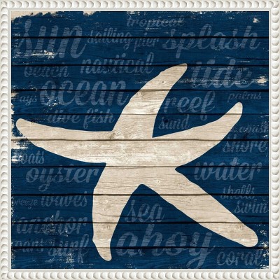 Coastal Starfish Canvas Wall Art with White Beaded Frame