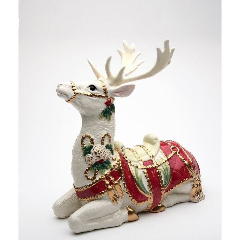 Kevins Gift Shoppe Ceramic Christmas Fantasia Sitting Deer Figurine, 1 of 4
