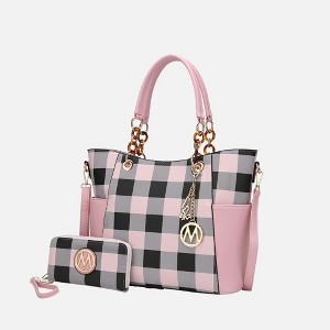 MKF Collection Bonita Checker Tote & Wallet Set Stylish Vegan Leather Bag by Mia K - 1 of 4