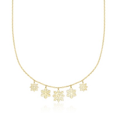 Ross-Simons Italian 10kt Yellow Gold Snowflakes Charm Necklace. 18 inches