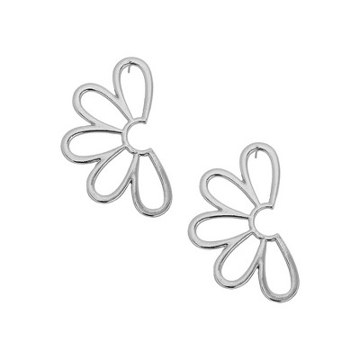 SOHI Women's Metallic Silver The Semi-Flora Drop Earrings